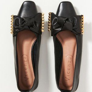 Anthropologie X Vicenza Bow Square Toe Flats Size 6